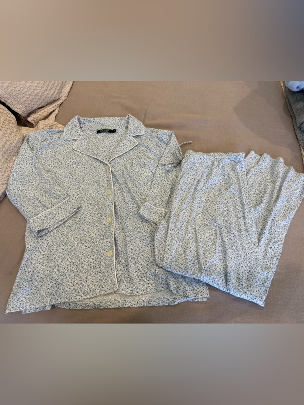 Ralph Lauren Navy and White Floral Pajamas